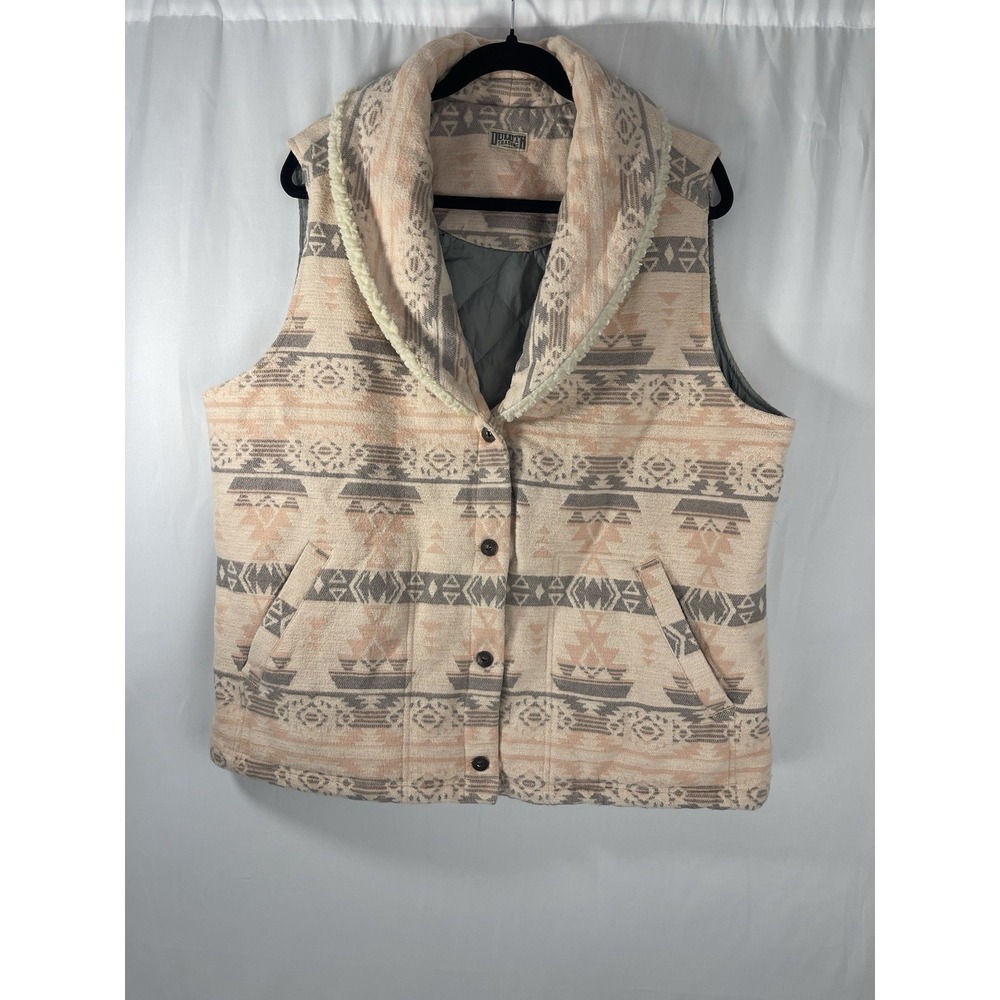 Duluth Trading Co. Women's Festivest Southwest Pink Gray Aztec Print XL Vest - Picture 2 of 10
